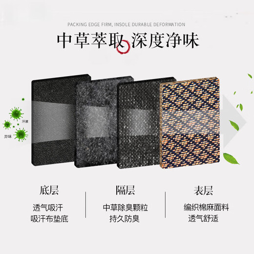 岩植中草除臭留香鞋垫防臭吸汗透气汗脚臭运动减震皮鞋垫男女 6627红色/8双 36