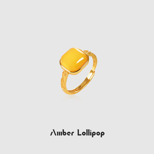 Amber Lollipop beeswax ring women's yellow amber ring open index finger ring anniversary birthday gift for girlfriend and wife