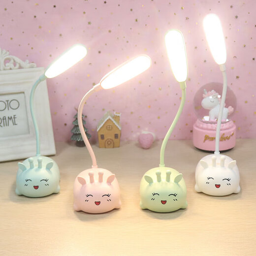 USB plug-in table lamp LED desk lamp mobile phone holder pen holder cartoon desktop decoration children's gift night light cute small desk lamp kindergarten Children's Day gift cute pet animal + plug-in model random color