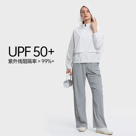 HOTSUIT后秀防晒衣女2025夏季新款速干凉感透气短款夹克上衣通勤连帽外套 银白色 S