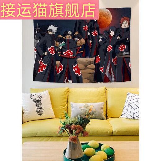 接运猫火影忍者动漫背景布海贼王ins卧室房间宿舍床头装饰背景布ins网 GT1048 宽100cm-高75cm(安装包+6米星星
