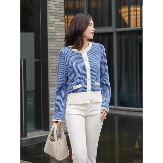 [Armani Hersteller] Big Brand Homologe Xiaoxiangfeng Woll-Strickjagd für Frauen-Pullover Long Sleeve Cardigan für Frauen Blue L (100-120jin [Jin entspricht 0,5 kg])