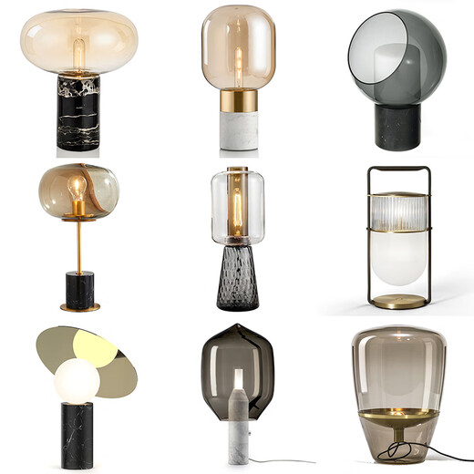 Ywzr nordique simple postmoderne léger luxe de bureau lampe concepteur de chambre de chambre à coucher lampe de chevet hautement sensible salon décoratif en verre créativité violette s1047 chromée de style de style chrom