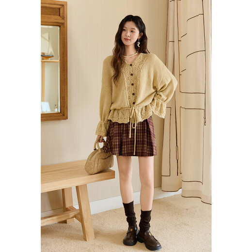 Mystery Show Gentle Handmade Crochet Design Sweater Cardigan 2025 Autumn New Mohair Sweater Manye Yellow S