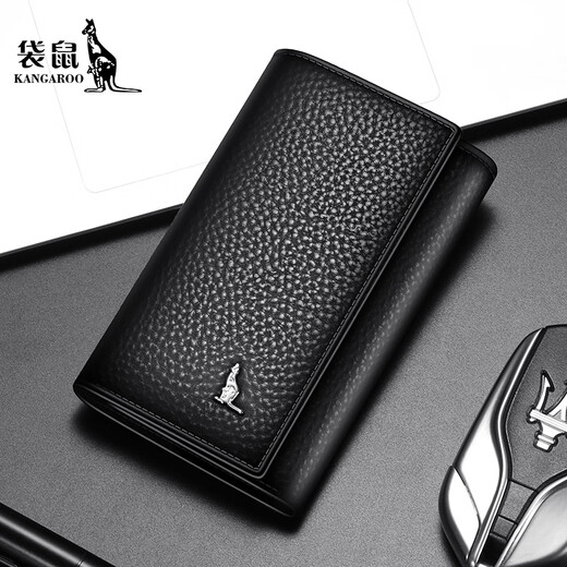 Kangaroo (DAISHU) key bag new leather coin wallet men's large capacity multi-function key clip men's storage bag card bag black