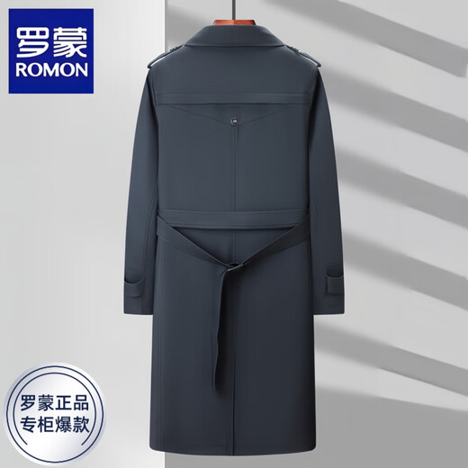 Куртка для ветров Romon Men's Long Spring и осень без кадровую новую пальто Высококачественное теплый верхний пальто мужской темно-синий XL [Рекомендуется 140-160JIN [JIN равно 0,5 кг]]]