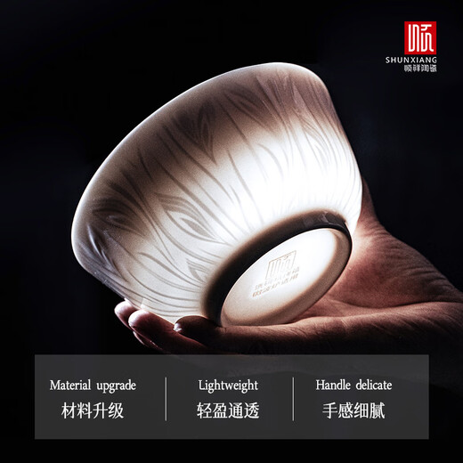 Shunxiang tableware set bowls and plates tableware complete set bowl set household rice bowl simple underglaze color 12 heads 1-4 people food