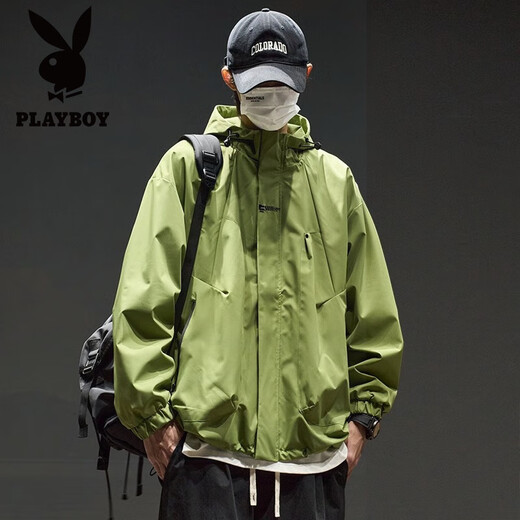 花花公子（PLAYBOY）冲锋外套男女春秋季痞帅轻量户外登山服男美式复古工装夹克男装 745紫色 夹克 L (推荐120-145斤)