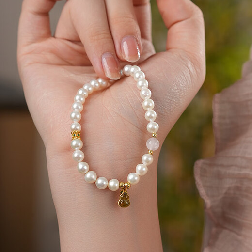 Dara 925 silver pearl bracelet, freshwater pearl bracelet, elastic rope bracelet, 5-6mm, birthday gift for wife, girlfriend