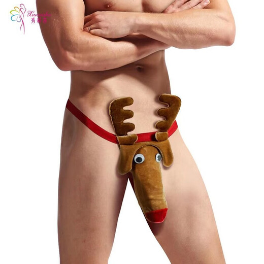 Banfishi men's thong sexy pure desire erotic underwear cos deer funny festival hollow jj set passion bed fawn thong men's underwear