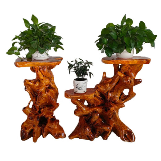 Yusenyi natural root carving frame base log living room Chinese bonsai fish tank frame solid wood tree root art balcony ornament antique red 16863