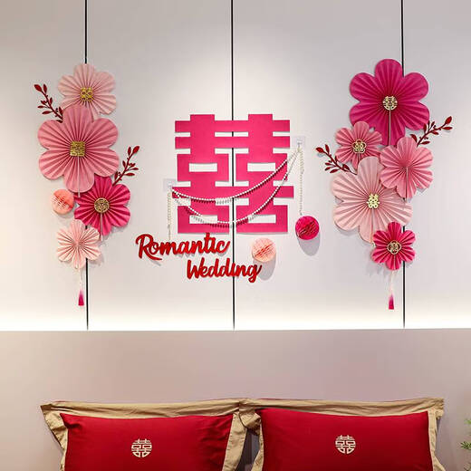 SMVP Hochzeitszimmer Dekoration Dekoration Set neue Hochzeitsvorräte glückliche Charaktere Männer und Frauen Schlafzimmer einfache Hotel Hintergrund Wand Zug b4839