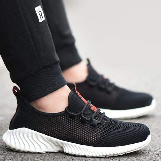 GIOIO Japan imported quality labor protection shoes for men in summer breathable steel head anti-smashing and puncture lightweight casual comfortable soft sole 9227 black 35