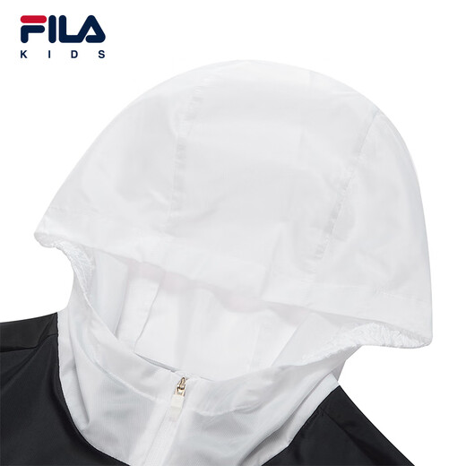 FILA Children's Sun Protection Clothing 2025 Autumn New Loose Woven Hooded Jacket for Boys, Middle and Large Children Jade White-WT 160