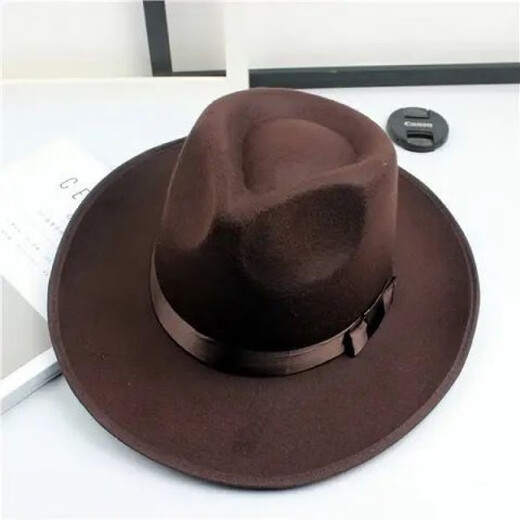 Qingyu Xu Wenqiang's same style hat Shanghai Tang black big brim retro British jazz hat men's top hat stage performance Xu Wenqiang style - black adult style (56-58CM)