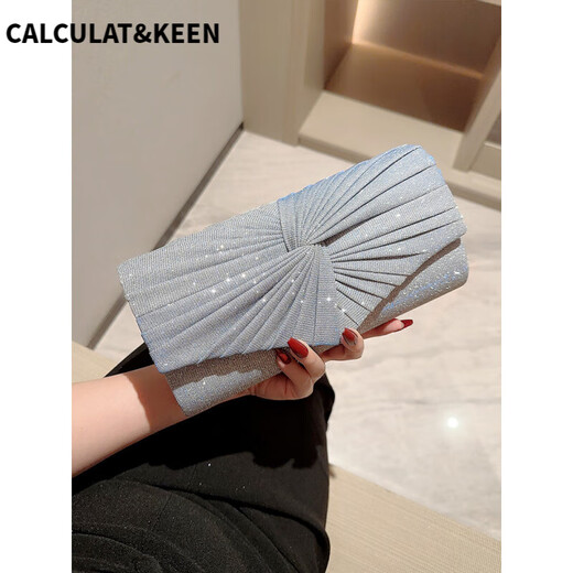 CALCULAT&KEEN2025新款手拿包信封女包欧美风时尚斜跨小包宴会手抓包包 011银色