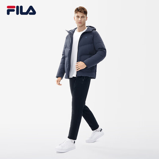 FILA official men's knitted trousers 2025 fashionable casual business commuting velvet casual pants