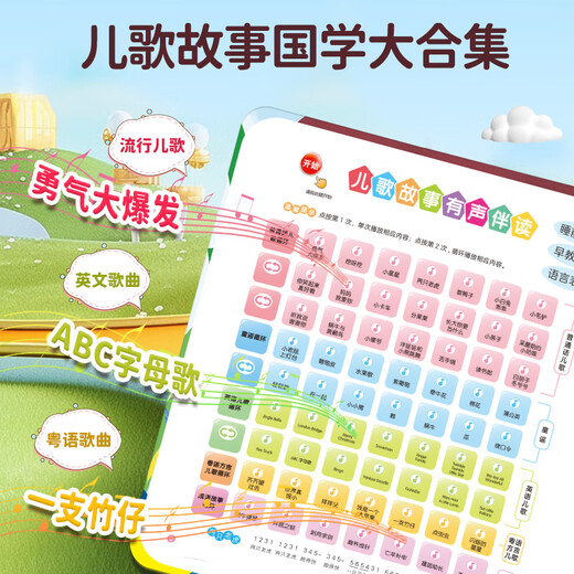 [Delivered within 48 hours] Talking early education audiobook for children aged 0-6 years old, finger reading voice book for Chinese and English bilingual learning machine for children aged 3 to 7 years old, bedtime story for children aged 3 to 7 years old, Cantonese enlightenment voice toy book for children's joy time [New upgrade/page 44] Talking early education audiobook for audiobook for children