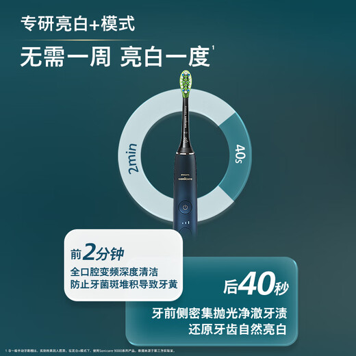 飞利浦（PHILIPS）【肖战推荐】电动牙刷钻石9系 送男生/女友 生日父亲节礼物 去除99.9%牙渍 HX9911/62蓝色