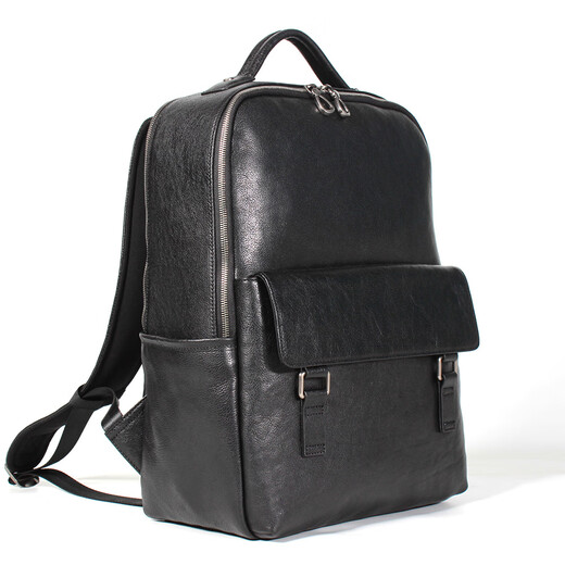 NOSSKISS International Luxury Brand Men's Genuine Leather Large Backpack Head Layer Cowhide Square Backpack Men's Father's Day Gift Black