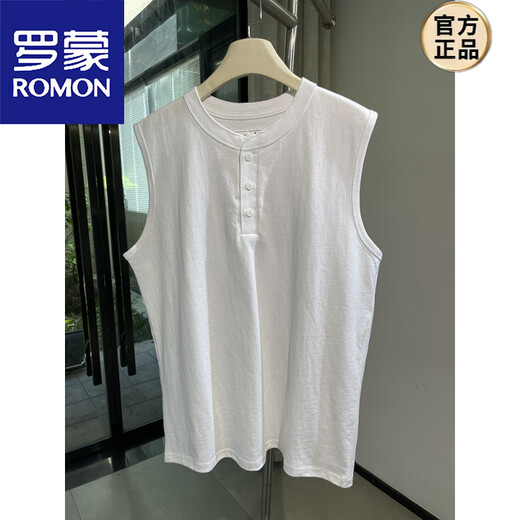 ROMON Henry collar tough guy style vest American heavyweight cotton washed sleeveless waistcoat T-shirt men's fitness sports undershirt beige M 100-130Jin Jin equals 0.5 kg