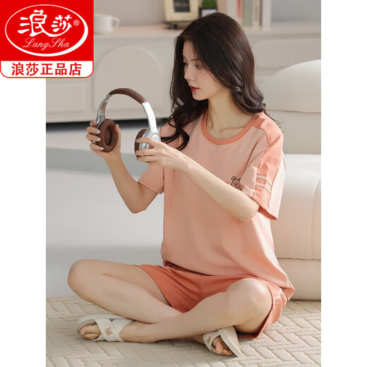 Langsha Algodón de algodón puro de algodón de algodón de algodón de algodón de algodón de Langsha Pajamá del verano pantalones cortos de manga corta de verano Conjunto de ropa para el hogar cómoda e informal Z9855 [Imagen principal] M [Recomendado para usar 80-100 Jin [Jin equivale a 0.5 kg]]]