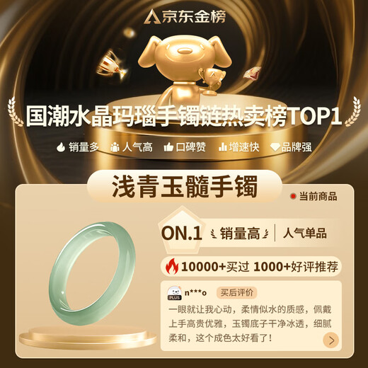 China Gold Natural Jade Bracelet Women's Light Green Chalcedony Bracelet Girls Birthday Gift Girlfriend Mom Wife Wedding Anniversary Only This Green Bracelet 54-55 Suitable for 80-90 Jin Jin is equal to 0.5 kg