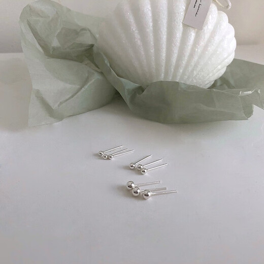925 Silver Needle Ear Hole Minimalist Beanie Earrings Mini Ear Sticks Small Korean Style Round Beads Earrings Jewelry 4mm Beanie Earrings Pair