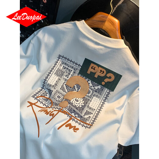 纳多派（LEE DUO PAI）短袖T恤男2025年夏季薄款潮流印花体恤衫圆领半袖男装上衣 白色2[ZJ1047合身版] 5XL 适合185-200斤穿