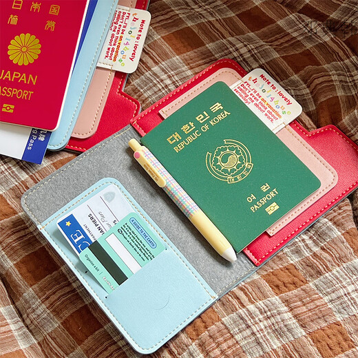 Passport Clip Multifunción Bolsa de viaje de color Bolsa Ins Tarjeta de identificación de boleto de aire Bolsa de almacenamiento en el extranjero para niñas Bolsa de pasaporte de bloqueo de color