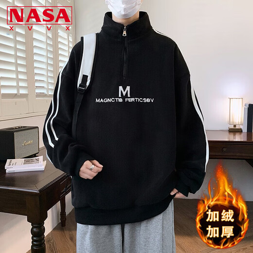 
NASA XVVX plus velvet thickened sweatshirt for boys 13 junior high school students half high neck base shirt 15-year-old teenagers autumn and winter clothes R683 dark gray (single sweatshirt) Thickened fleece XL 120-135Jin [Jin equals 0.5 kg]