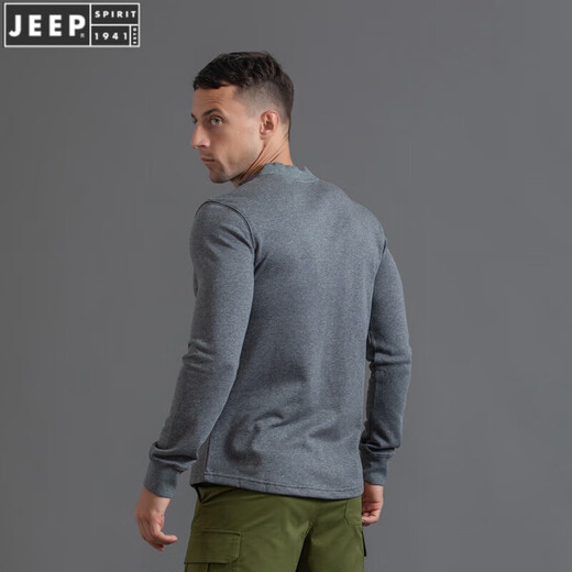 Jeep Spirit Pure Cotton Henry воротник толстовки мужская весна и осень тонкая рубашка Henry Модная толстовка Американская ретро повседневная базовая рубашка по древесным углу серой (толстовка Генри-воротника) M 110-120JIN [Джин равняется 0,5 кг]