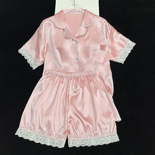 纯色冰丝睡衣女夏天薄款洋气高颜值短袖家居服两件套装可外穿 9214# 2XL 【建议130-150斤】