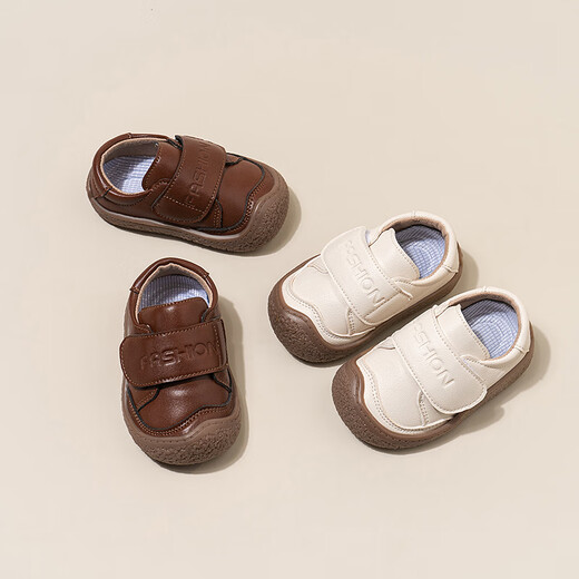 JOYNCLEON children's shoes baby toddler shoes 2025 spring and autumn new soft-soled infant small leather shoes anti-collision functional shoes beige 19 inner length 12.6cm suitable for feet 12.1cm long