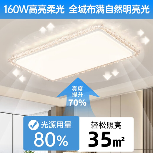 JPHZNB箭牌轻奢水晶客厅吸顶灯感浪漫大厅主灯先约现代卧室吸顶灯具 60W 全光谱/RA9740CM圆/60W/无极