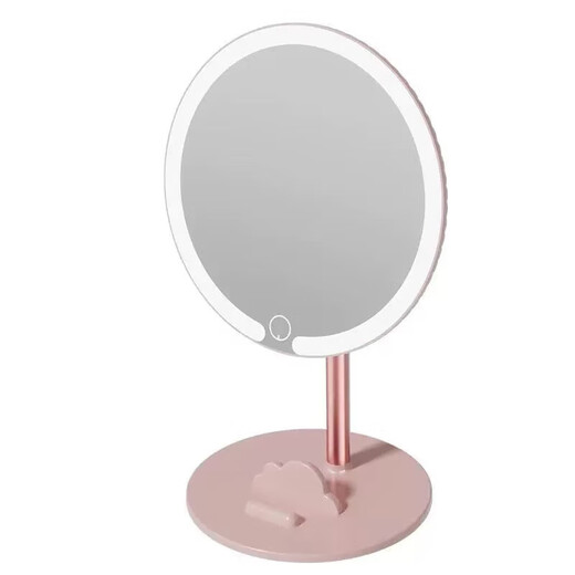 Cosmetic mirror with light led desktop beauty mirror dormitory three-color smart supplementary light mirror student portable charging free girl pink smart three-color cosmetic mirror