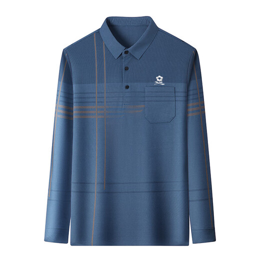 Montagut im mittleren Alter mit langer Ärmeln T-Shirt Spring und Herbst New Mulberry Seiden Loose Daddy's Revers Polo-Hemd grau Blau 9901 M 165 [Vorgeschlagen 100-120 Jin [Jin ist gleich 0,5 kg]]