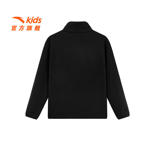 安踏儿童外套男女童装2025秋季新款舒适保暖时尚亲肤摇粒绒外套 基础黑-1 165