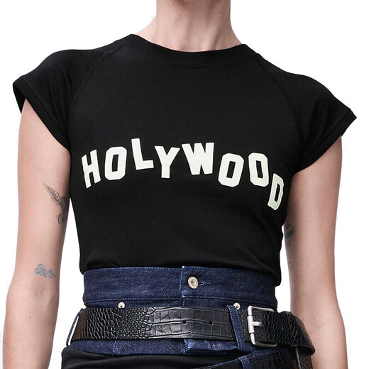 Loewe Women's Black Cotton Holywood Print kleines Silhouette-T-Shirt s