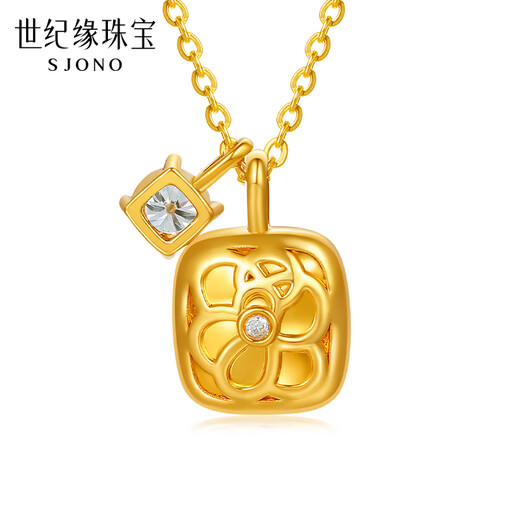 Century Yuan Star Sugar Cube 18K Gold Pendant Brushed Sugar Cube Moissanite Necklace Pendant Fashionable Birthday Gift for Girlfriend