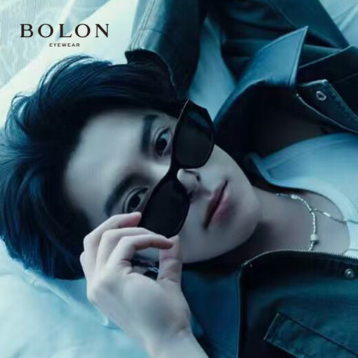 BOLON暴龙眼镜25年新品王鹤棣同款猫眼太阳镜防晒遮阳墨镜男女款BX5008 【明星同款】C10 亮黑色