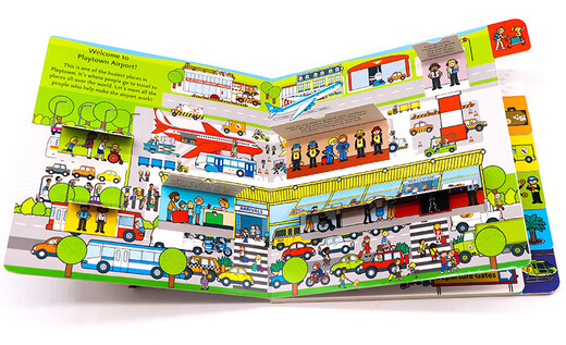 Playtown Series Airport Flip Book Airporta Lift-the-Lap English Original Bilderbuch Kinder Flughafen Flugzeug Popular Science Cardboard Buch Spaß Transport Aufklärung Kognition Englisch Word Lernen