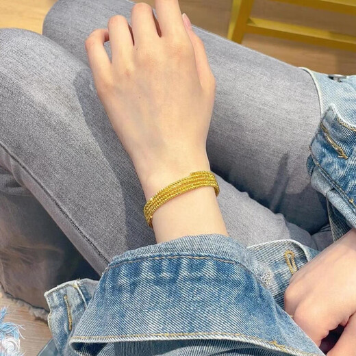 Juke counter gold-plated silver-colored gold-colored bouncy three-circle crushed ice bracelet for women as a Valentine's Day gift for Chinese Valentine's Day