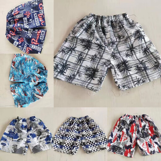 Beach quick-drying pants Men's quick-drying shorts loose five-point rafting surfing seaside swimming blue mixed hair one size