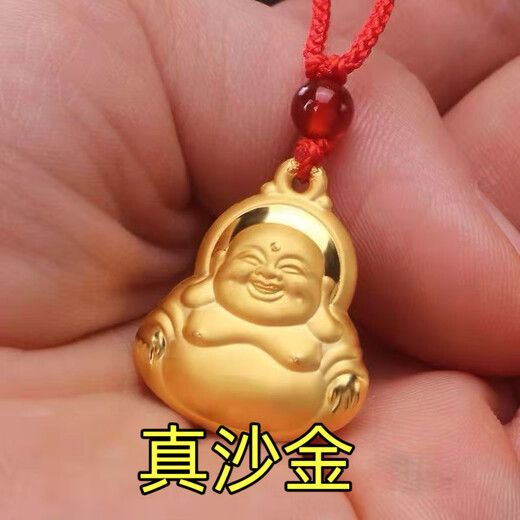 MHFDO Old Phoenix Maitreya Buddha Pendant Good Luck, Good Luck and Safe Delivery for Elderly Gifts Long Luck Sand Gold Necklace for Mom 3.283g Soon to be sold out Buy now