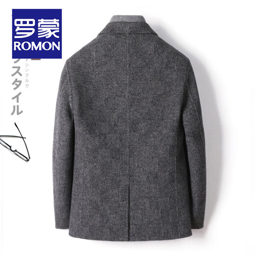 ROMON Albaca alpaca double-sided woolen suit men's autumn and winter business wool small suit men's casual woolen jacket short suit collar M /48 size