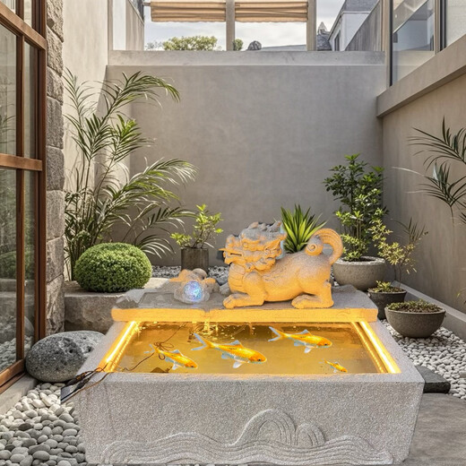 Garten Outdoor Fischteich Landschaft Rockerie Brunnen Terrasse Garten Schildkrötenpond Pixiu Fengshui Tank Fließende Ornamente 6630 Fließende Wasserlandschaft Kombination