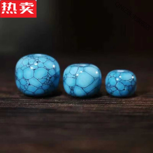 QNIZ Hong Kong and Macao light luxury high-end quality turquoise mesh flower old-type beads loose bead bracelet with bead mesh flower water grass pattern single bead with green mesh flower old-type beads 6*4mm 4 pcs