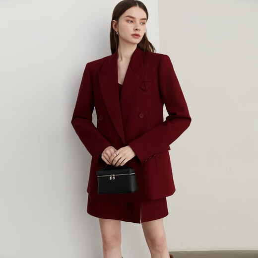 DPLAY 2025 Autumn New Red Minimalist Suit Feminine Fashion Casual Jacket Suit Suit Anchor Red-Suit M