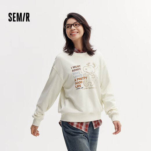 Semir Snoopy series sweatshirt for women, cartoon dropped shoulders, loose clothes, personalized autumn design pattern 101524116009